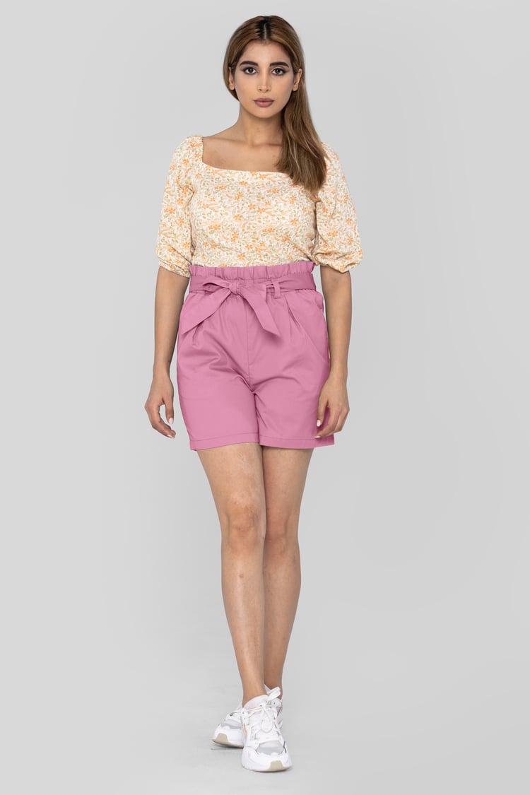Paperbag Waist Cotton Shorts