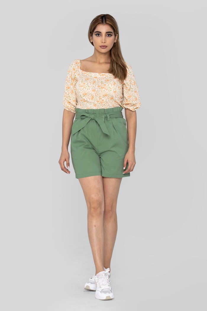 Paperbag Waist Cotton Shorts