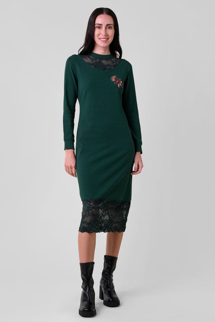 Lace Detail Long Sleeve Bodycon Dress