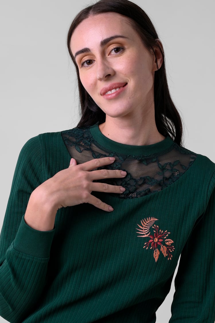 Lace Detail Long Sleeve Bodycon Dress