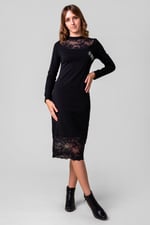 Lace Detail Long Sleeve Bodycon Dress
