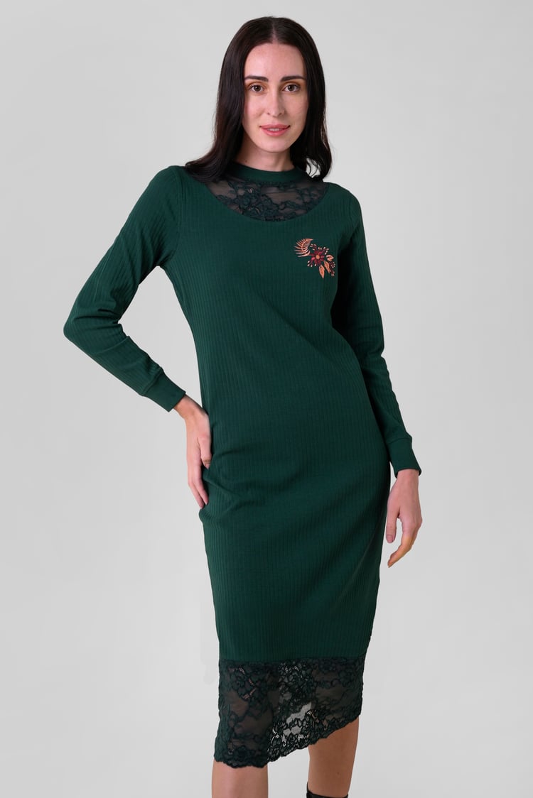 Lace Detail Long Sleeve Bodycon Dress