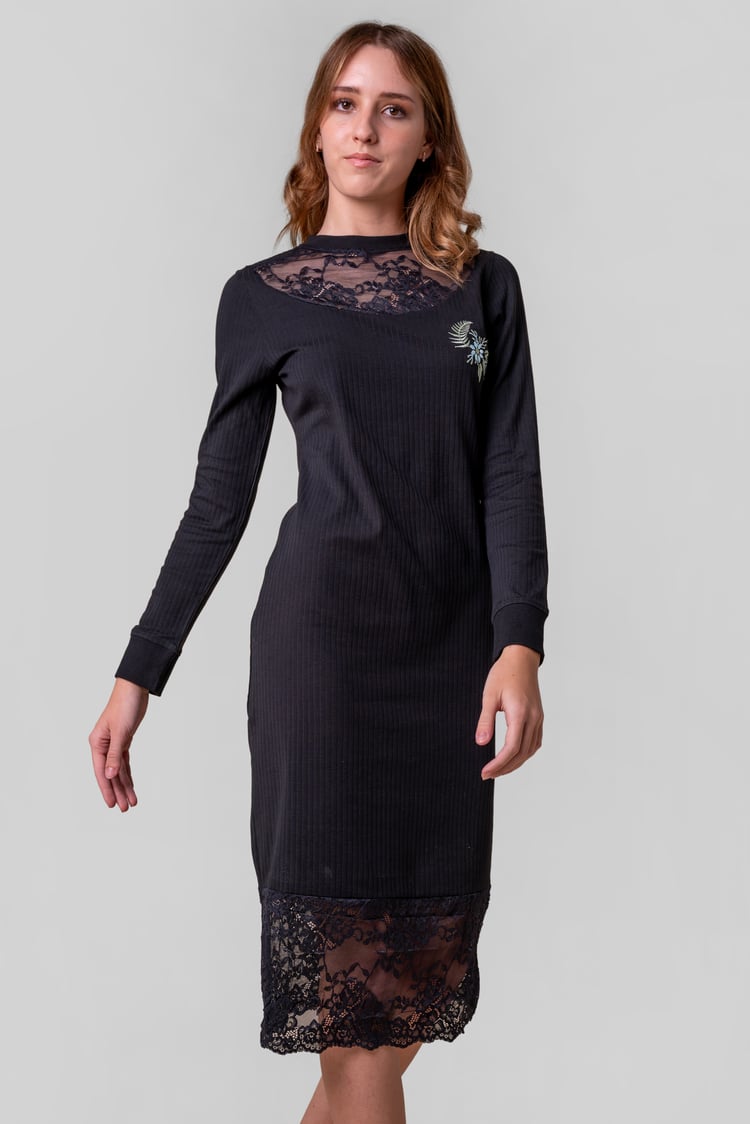 Lace Detail Long Sleeve Bodycon Dress