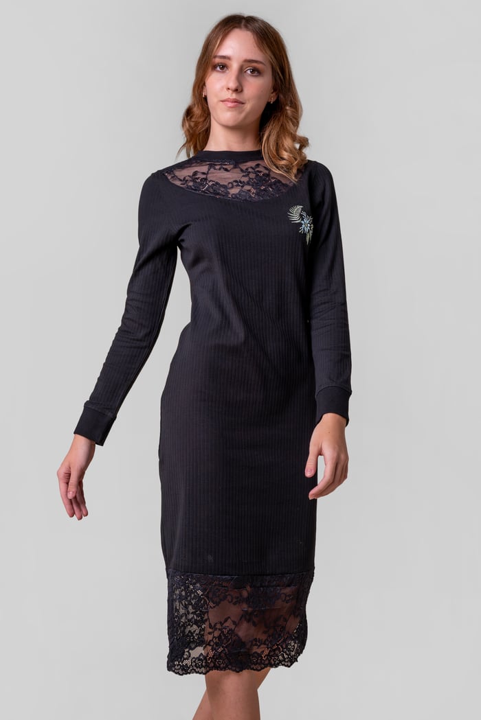 Lace Detail Long Sleeve Bodycon Dress