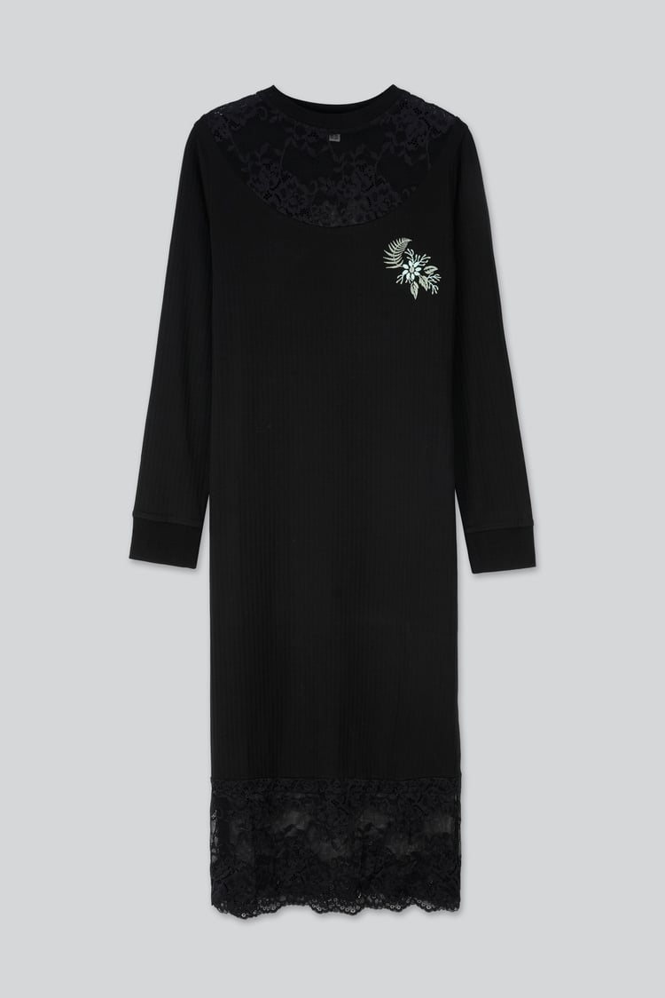 Lace Detail Long Sleeve Bodycon Dress