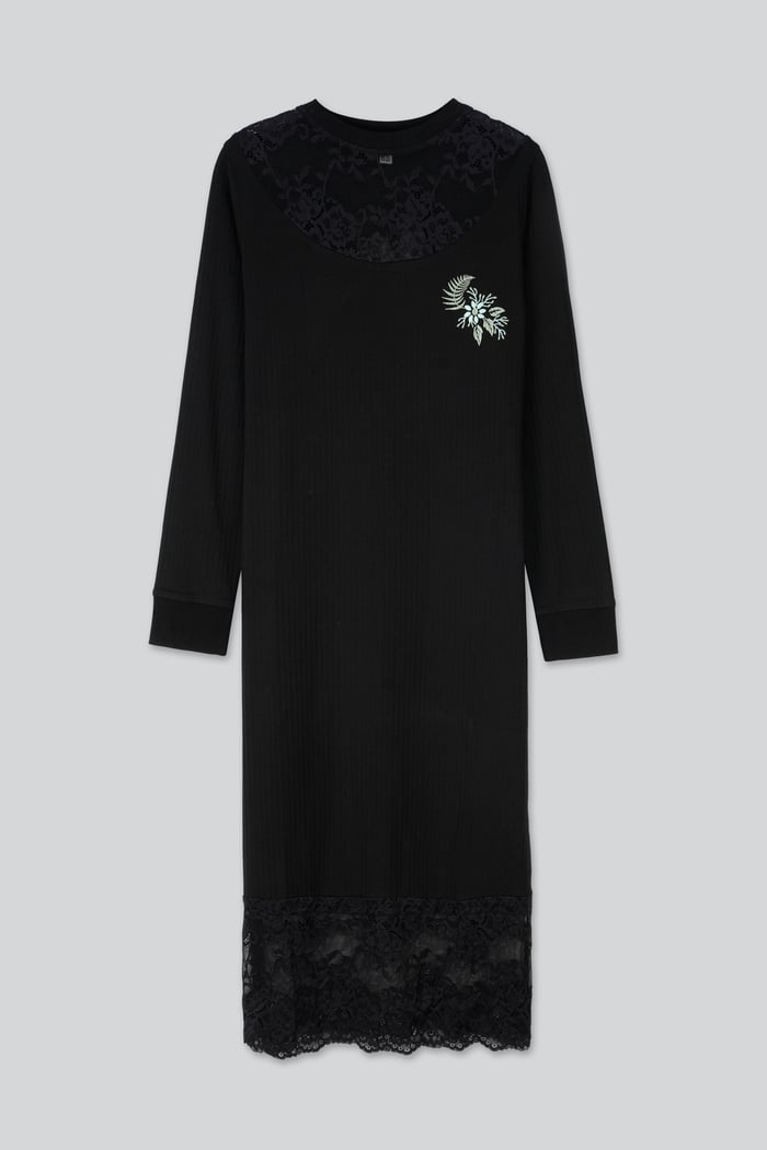 Lace Detail Long Sleeve Bodycon Dress