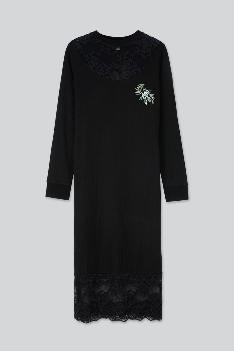 Lace Detail Long Sleeve Bodycon Dress