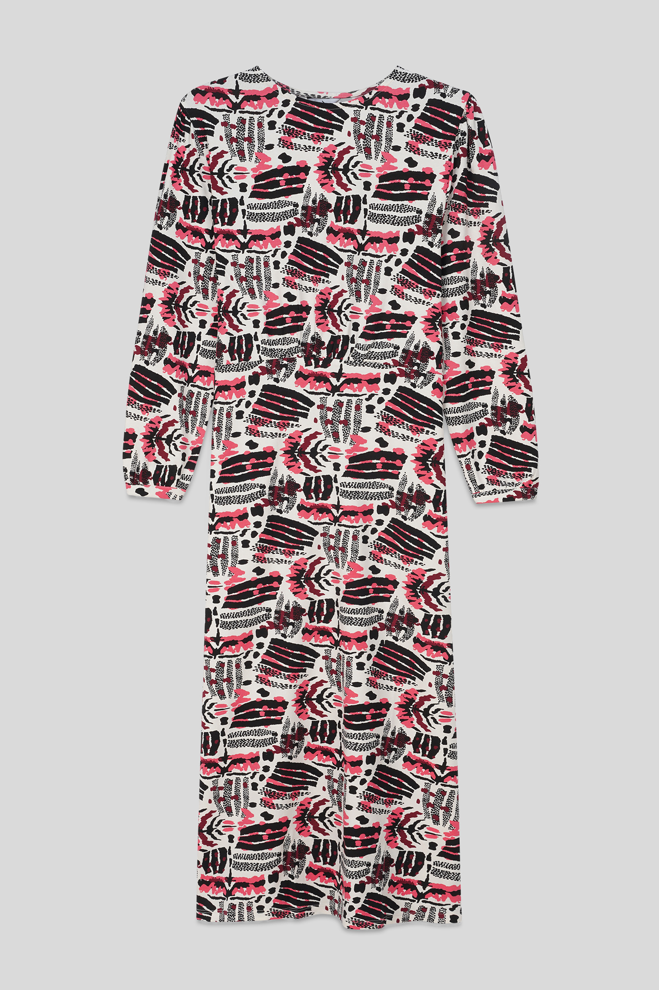 Women Abstract Print Wide Neck Midi Dress