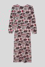 Women Abstract Print Wide Neck Midi Dress