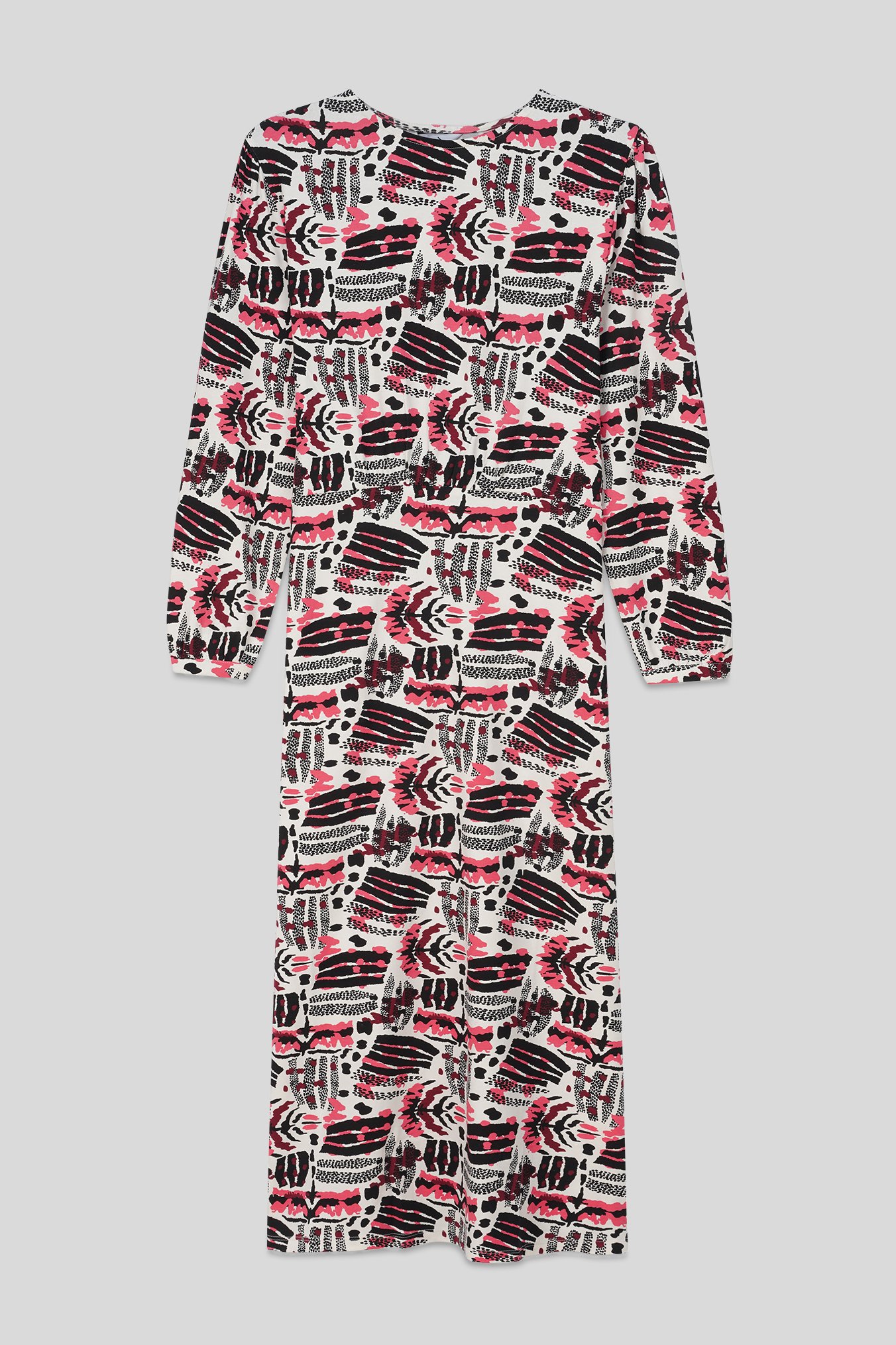 Women Abstract Print Wide Neck Midi Dress