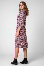 Women Abstract Print Wide Neck Midi Dress