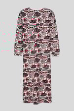 Women Abstract Print Wide Neck Midi Dress