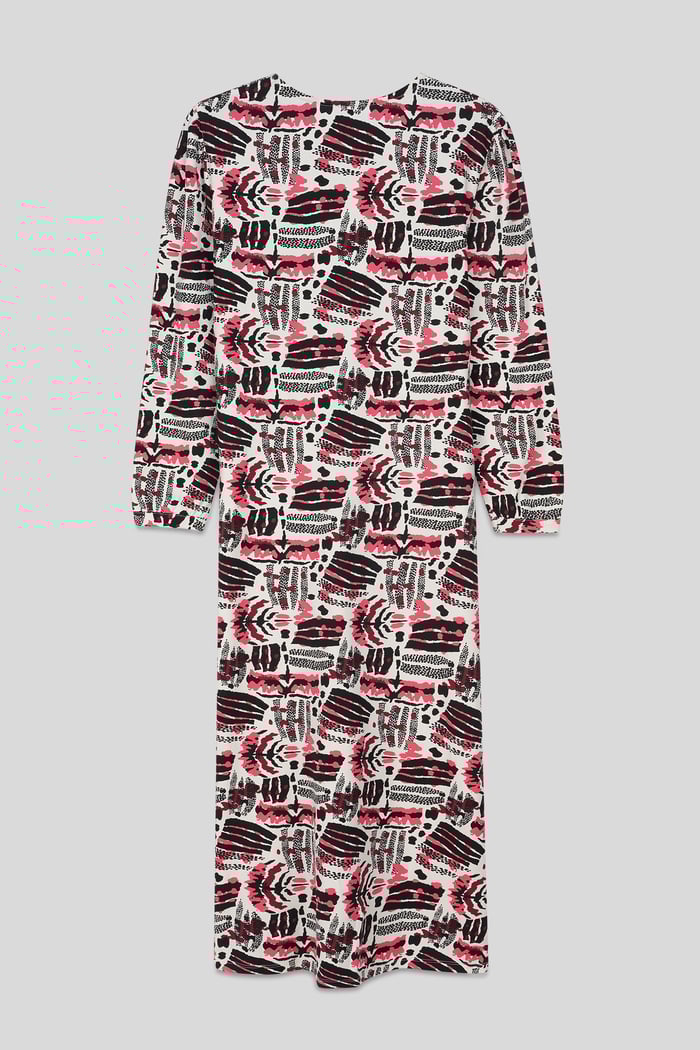 Women Abstract Print Wide Neck Midi Dress