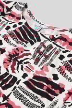 Women Abstract Print Wide Neck Midi Dress