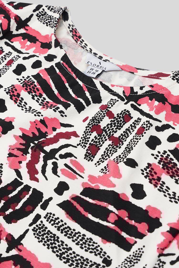 Women Abstract Print Wide Neck Midi Dress