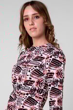 Women Abstract Print Wide Neck Midi Dress