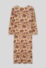 Women Abstract Print Wide Neck Midi Dress