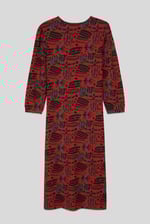 Women Abstract Print Wide Neck Midi Dress