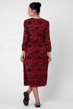 Women Abstract Print Wide Neck Midi Dress