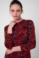 Women Abstract Print Wide Neck Midi Dress