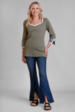 Sweetheart Neck  Embroidered Long Sleeves Tops