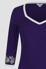 Sweetheart Neck  Embroidered Long Sleeves Tops