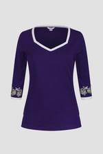 Sweetheart Neck  Embroidered Long Sleeves Tops