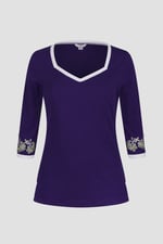 Sweetheart Neck  Embroidered Long Sleeves Tops