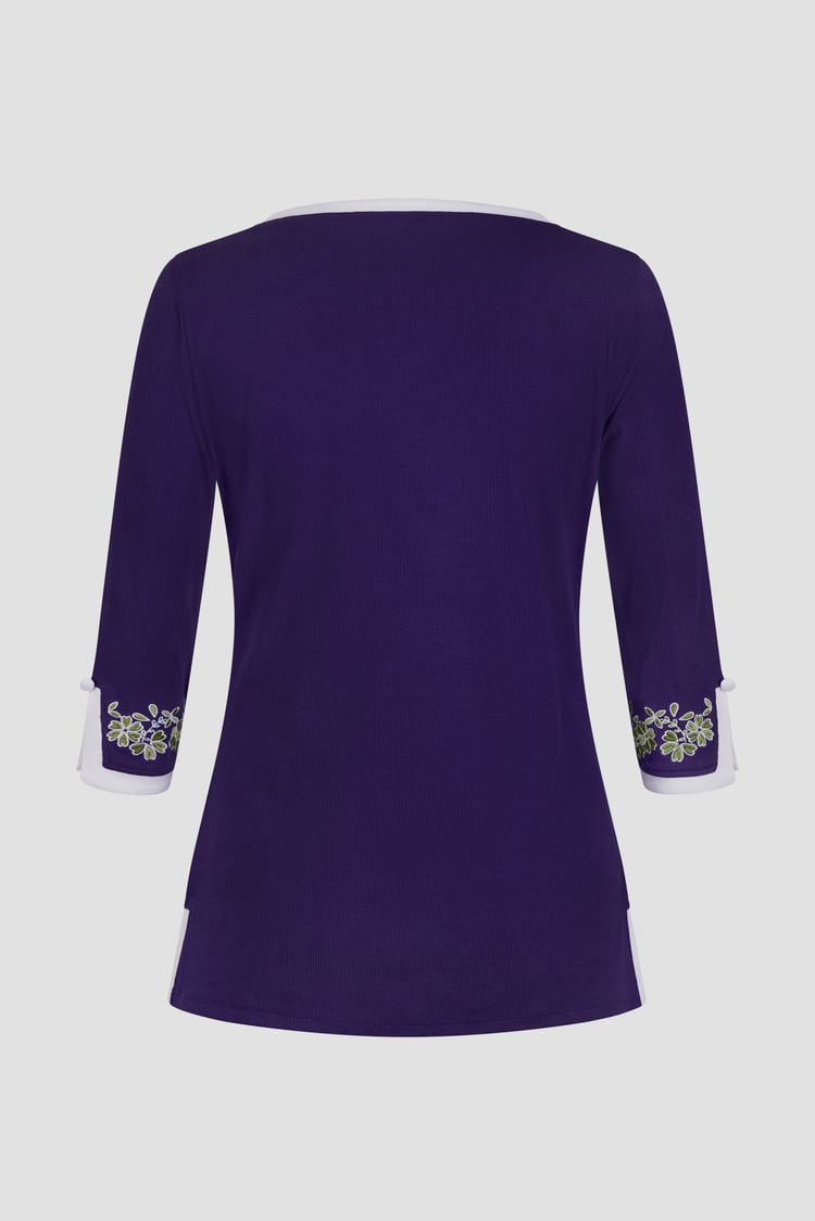 Sweetheart Neck  Embroidered Long Sleeves Tops