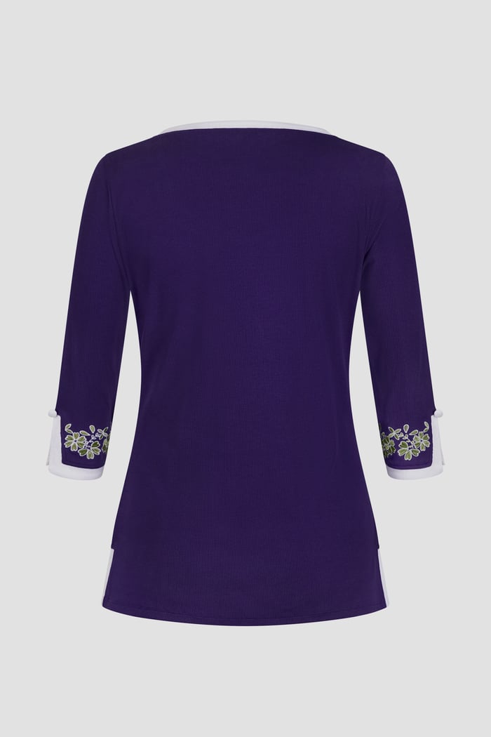 Sweetheart Neck  Embroidered Long Sleeves Tops