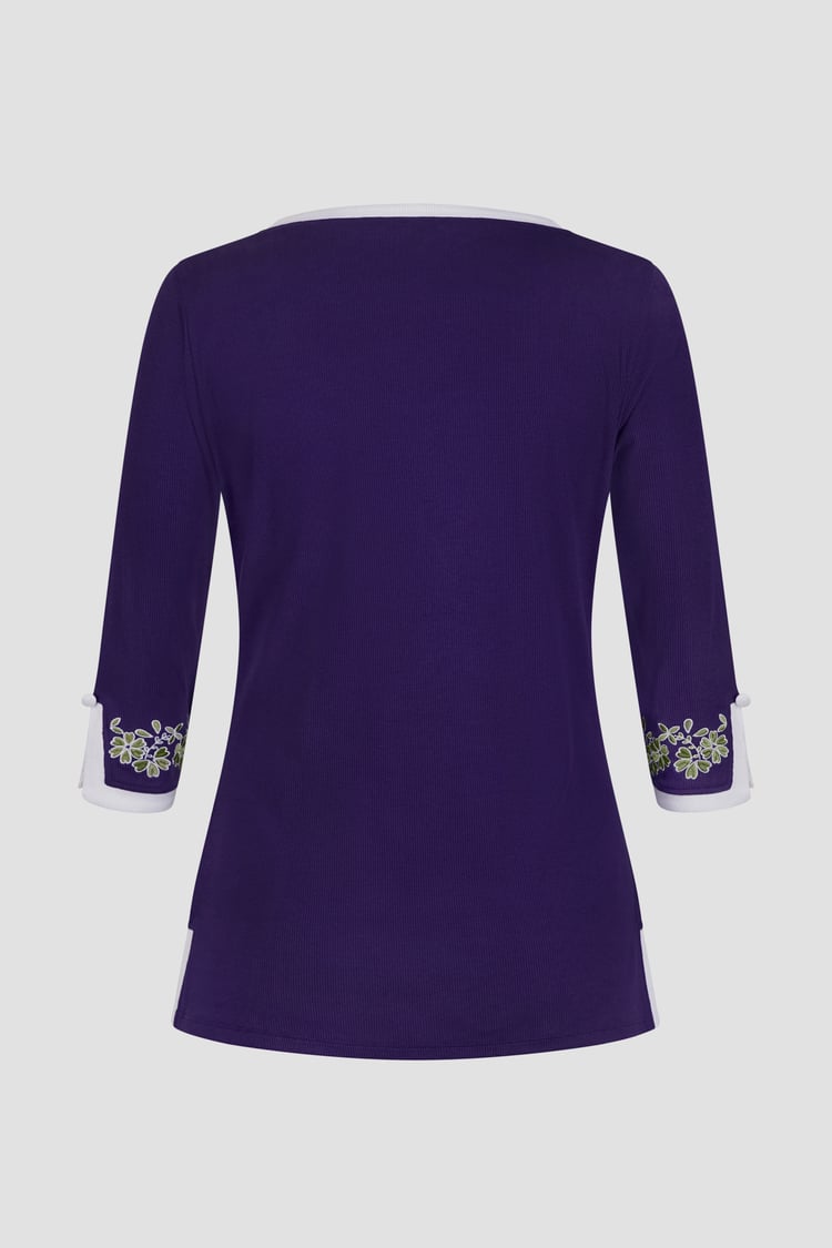Sweetheart Neck  Embroidered Long Sleeves Tops