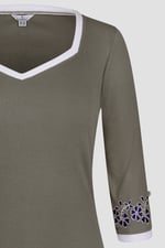 Sweetheart Neck  Embroidered Long Sleeves Tops
