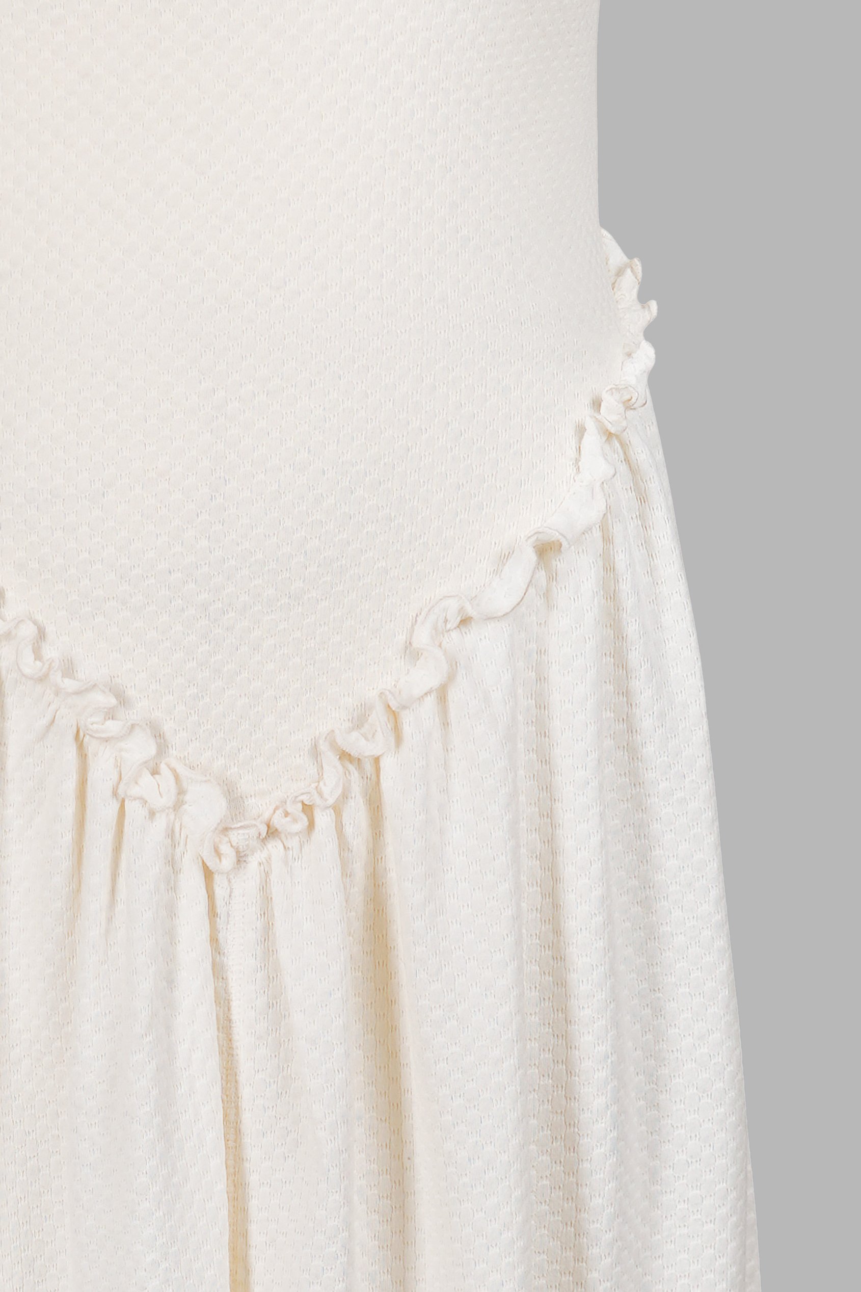 Frills Details-Rounded Neck Sleeveless Jersey Midi Dress