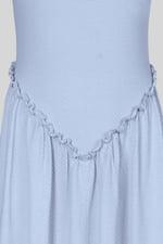 Frills Details-Rounded Neck Sleeveless Jersey Midi Dress