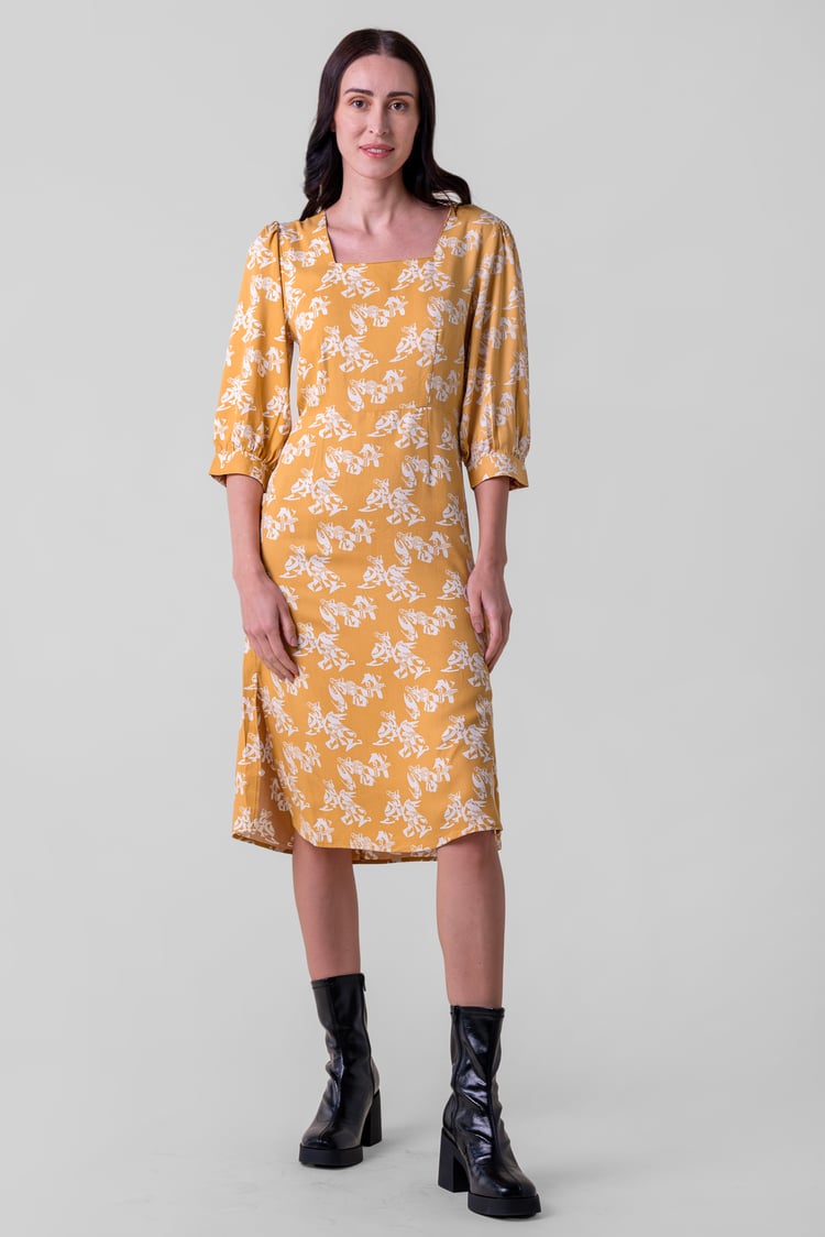 Womens Printed Square Neck Dress