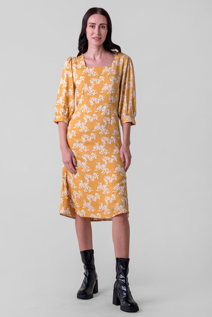 Womens Printed Square Neck Dress