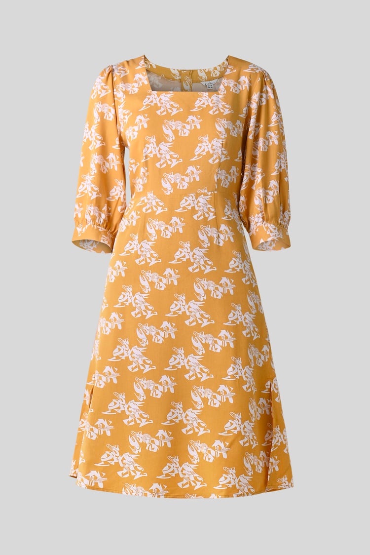 Womens Printed Square Neck Dress