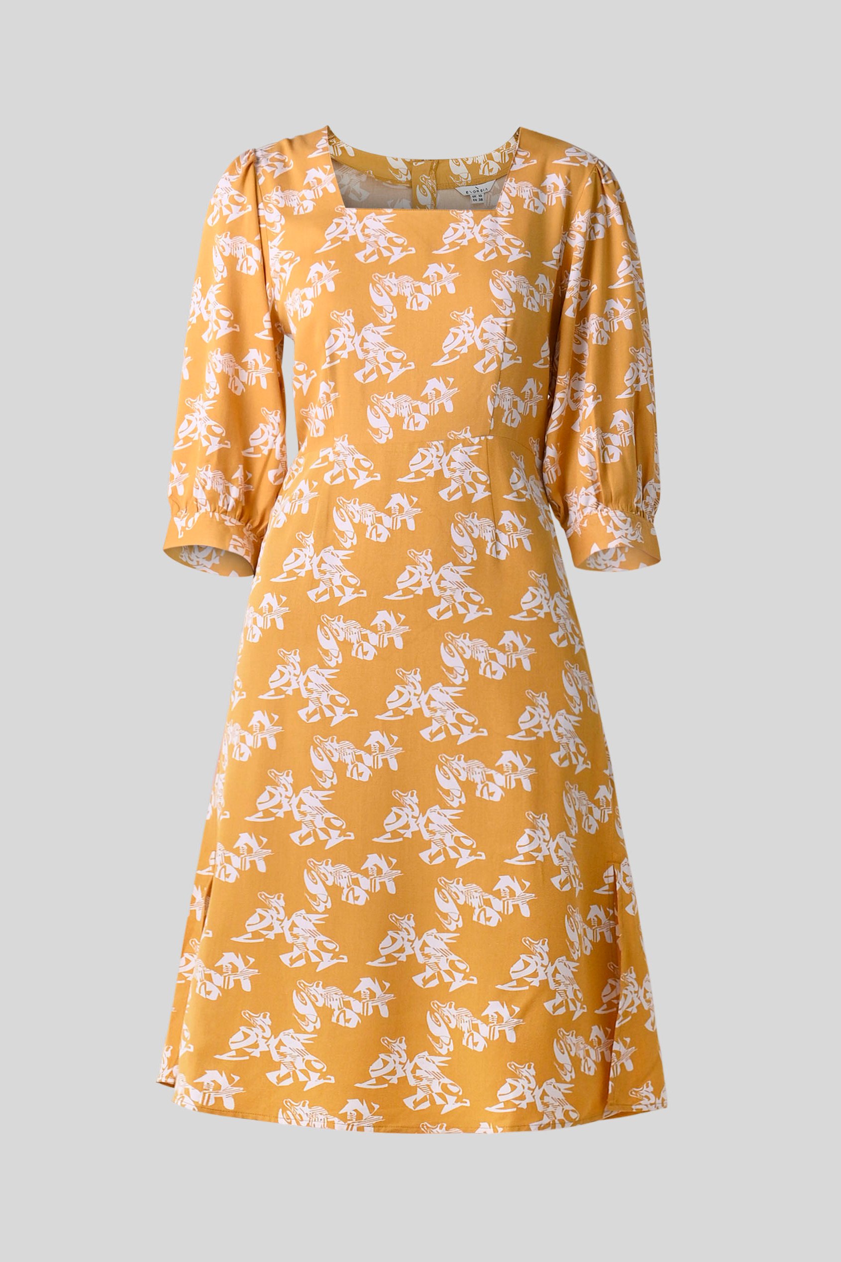 Womens Printed Square Neck Dress