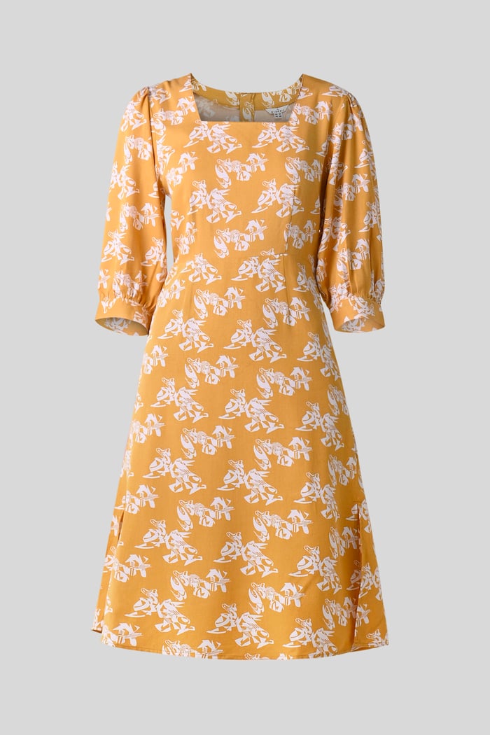 Womens Printed Square Neck Dress