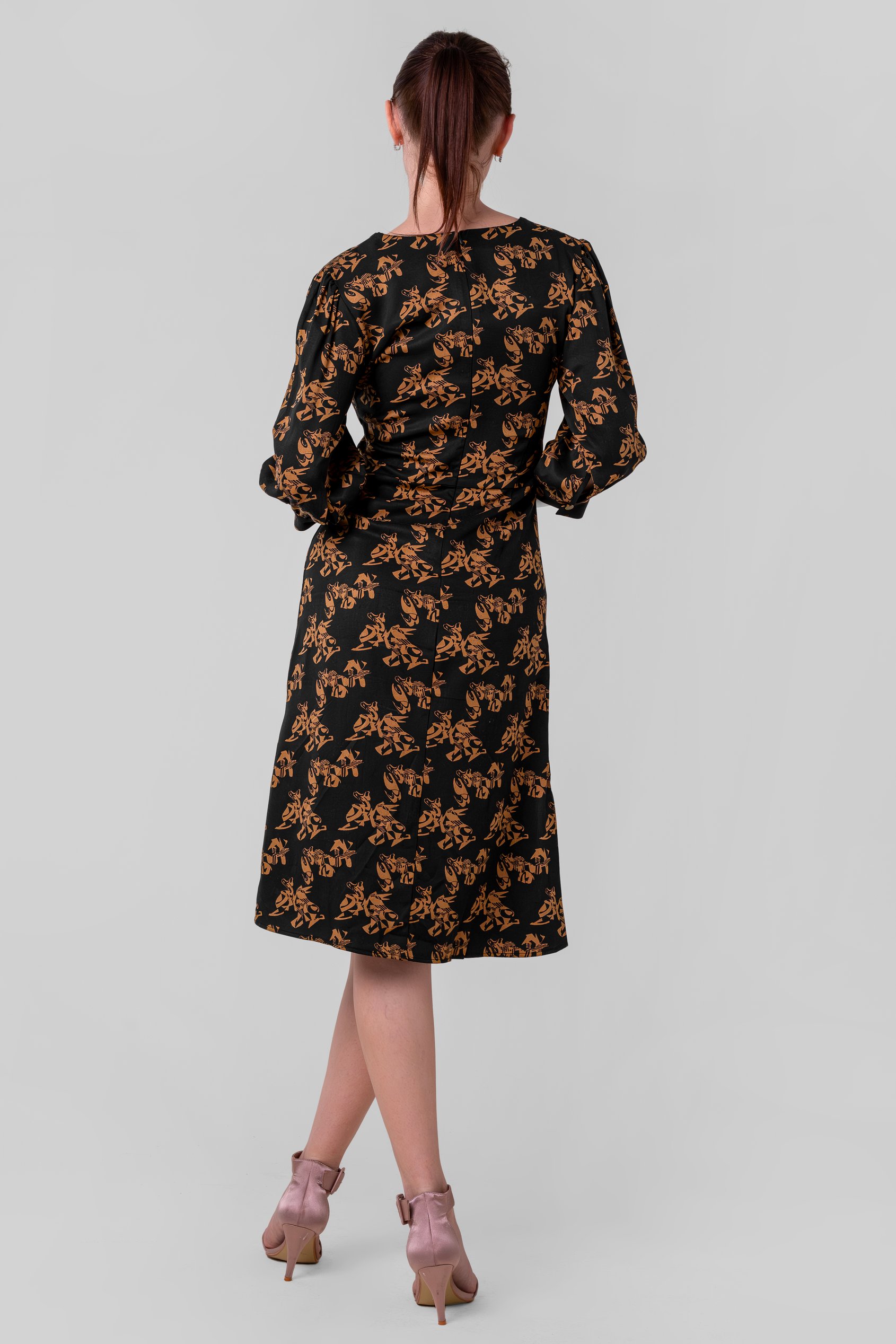Womens Printed Square Neck Dress