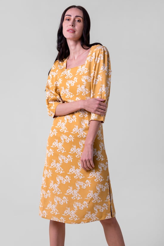 Womens Printed Square Neck Dress