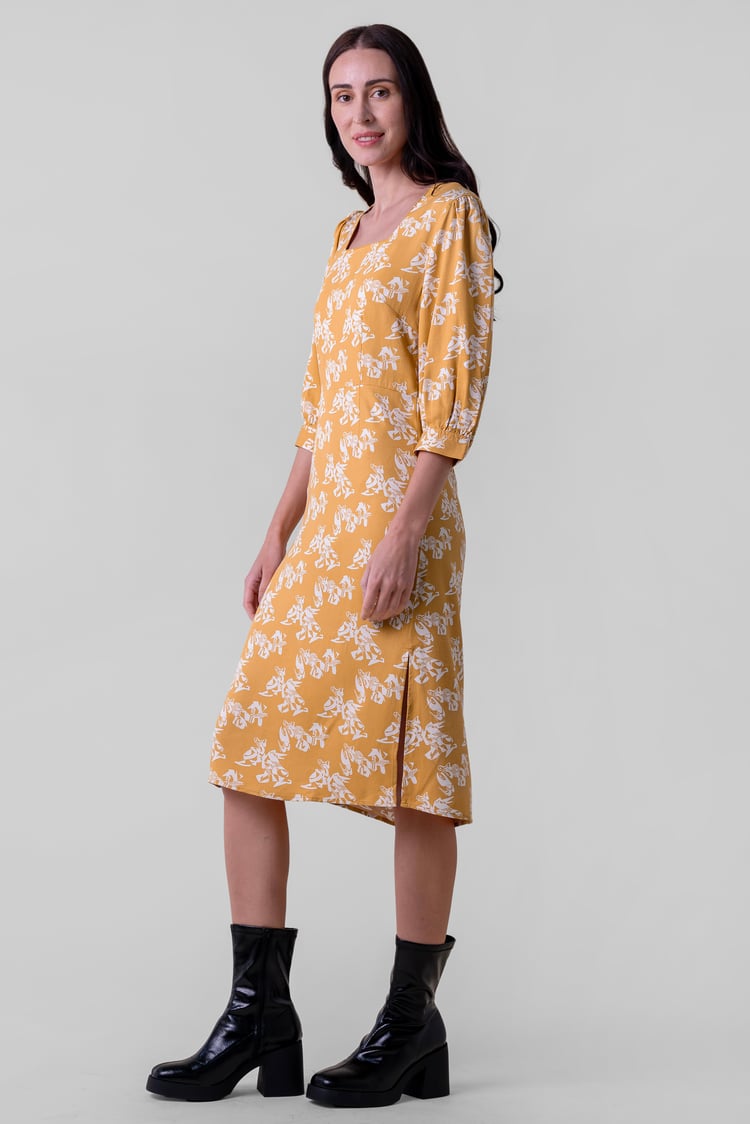 Womens Printed Square Neck Dress