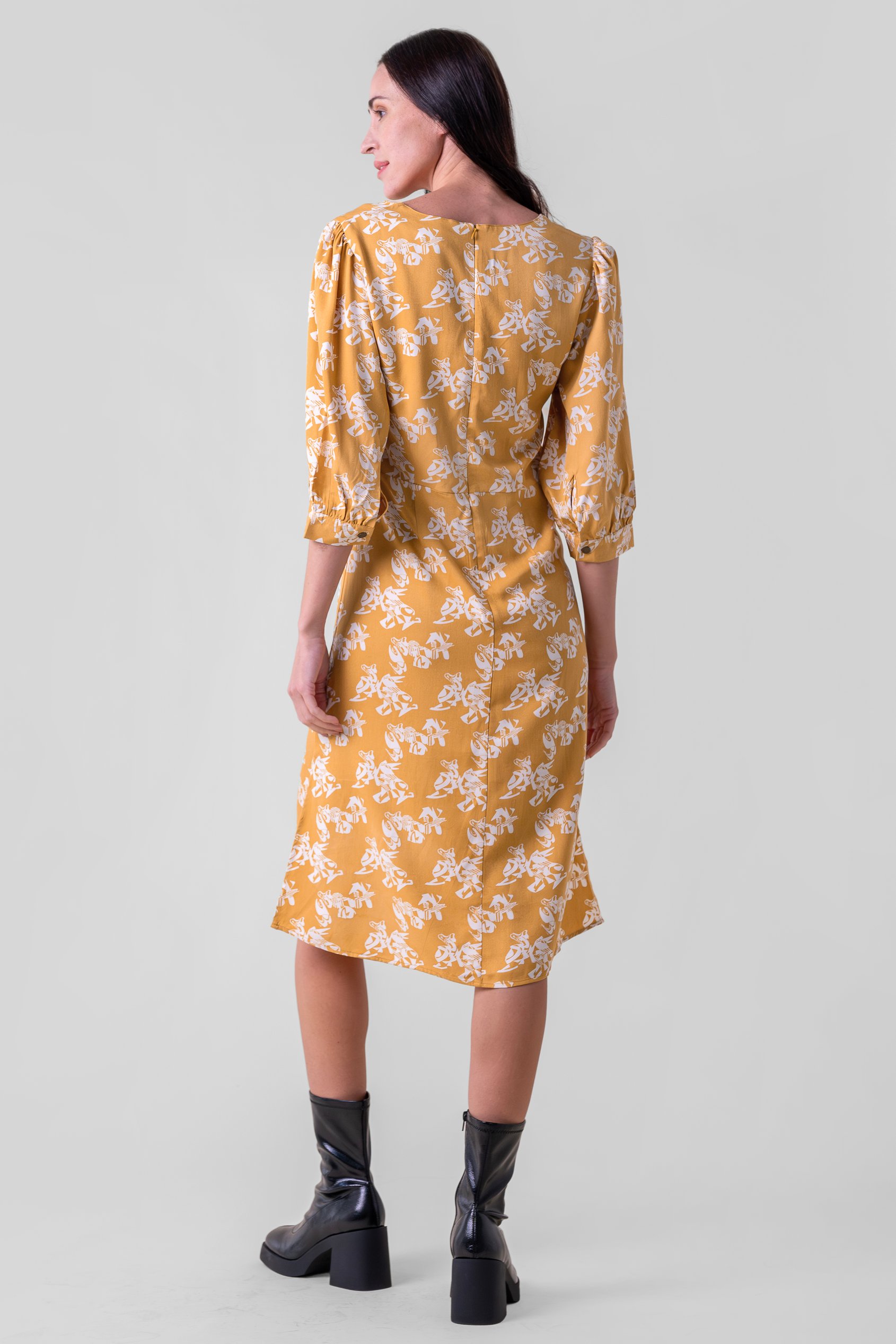 Womens Printed Square Neck Dress