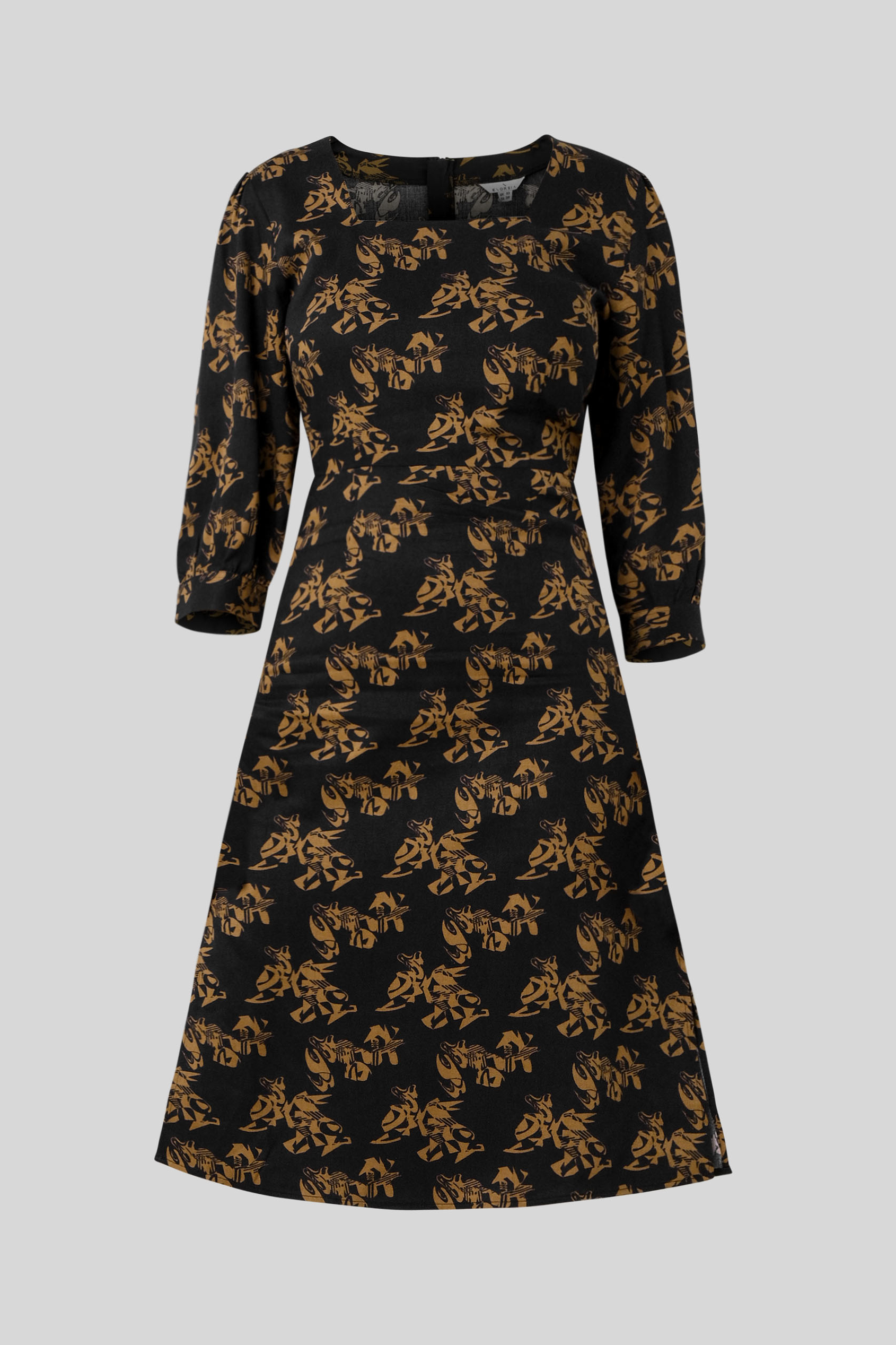 Womens Printed Square Neck Dress