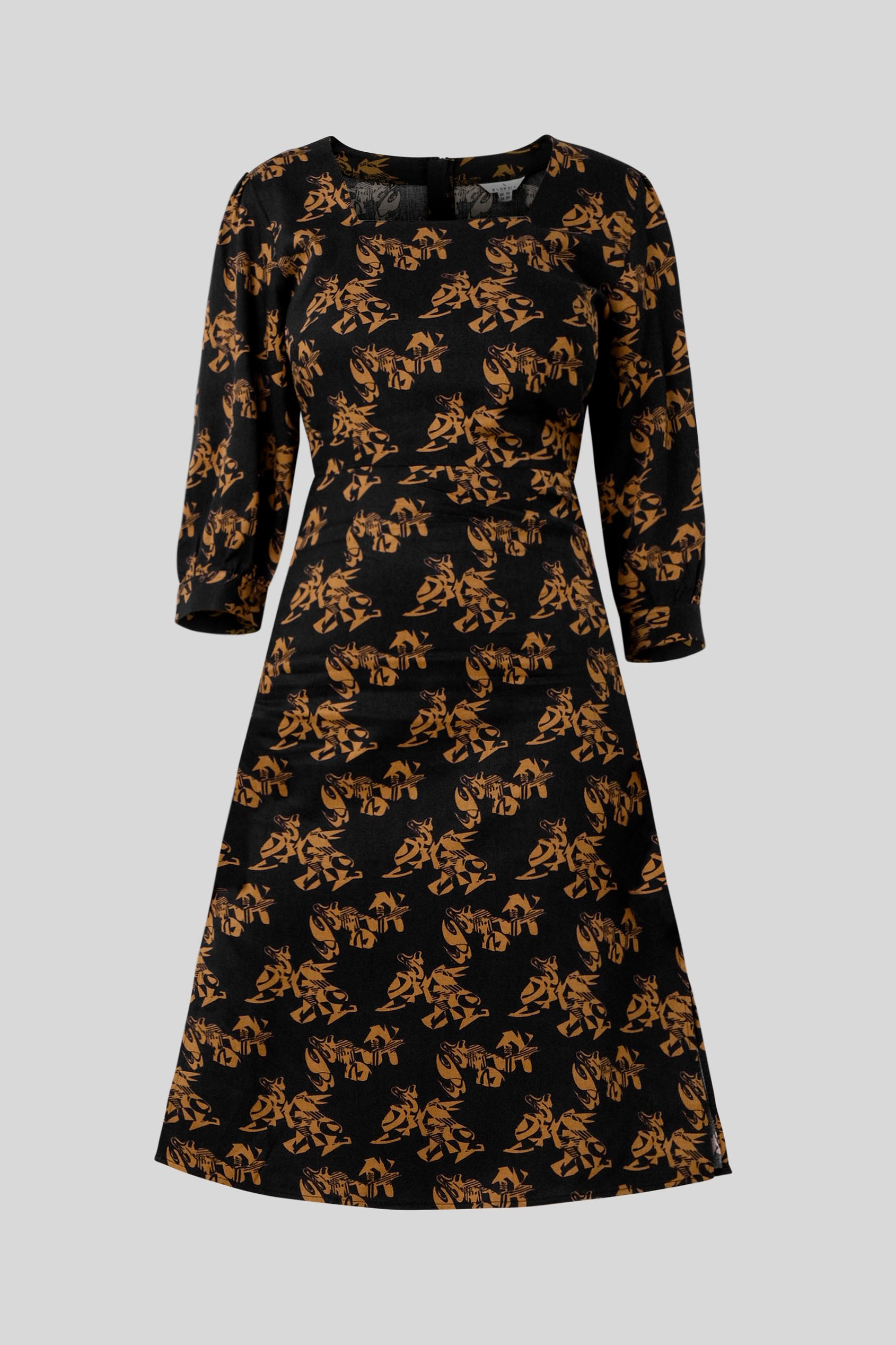 Womens Printed Square Neck Dress