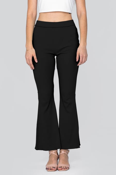 Pink Jersey Ribbed Flared Leggings