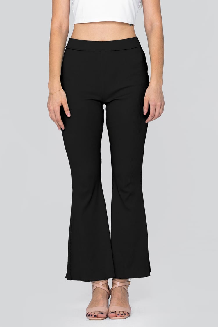 Jersey Ribbed Flared Leggings