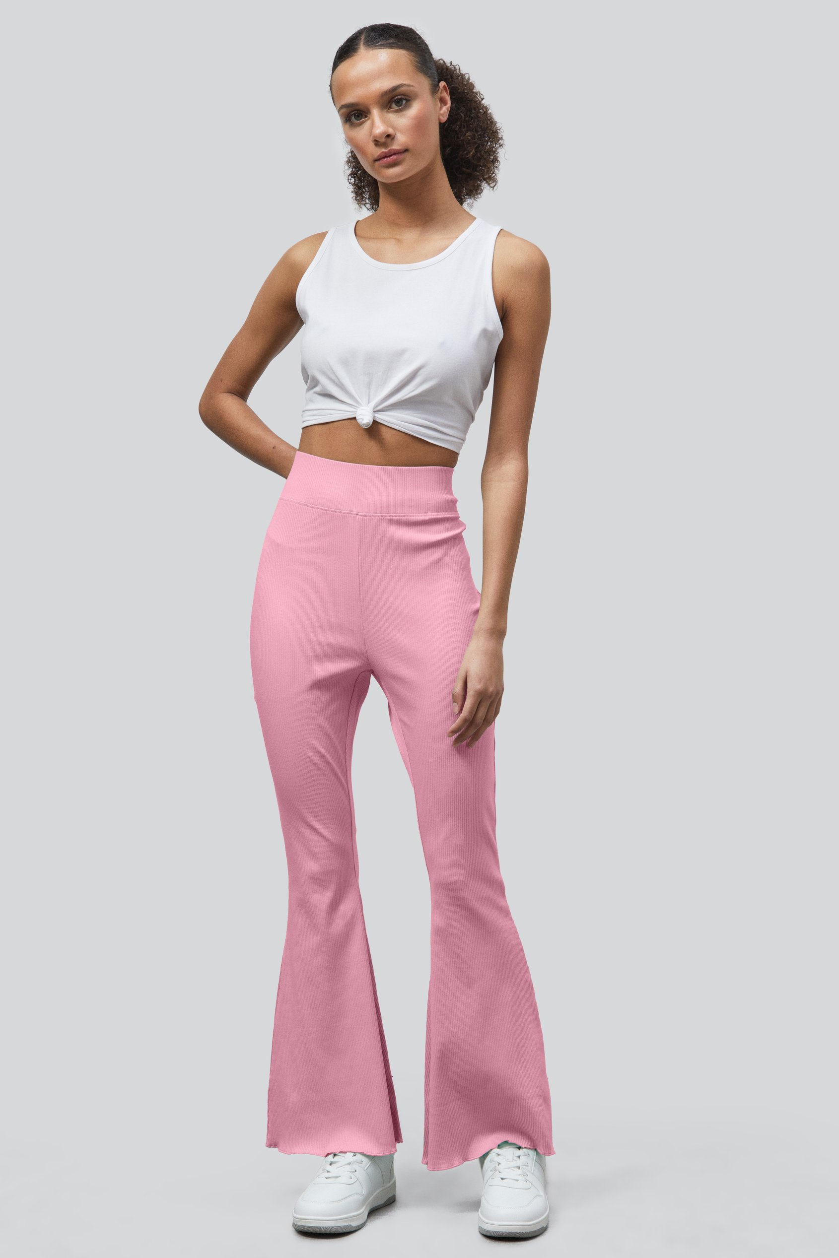 Jersey Ribbed Flared Leggings