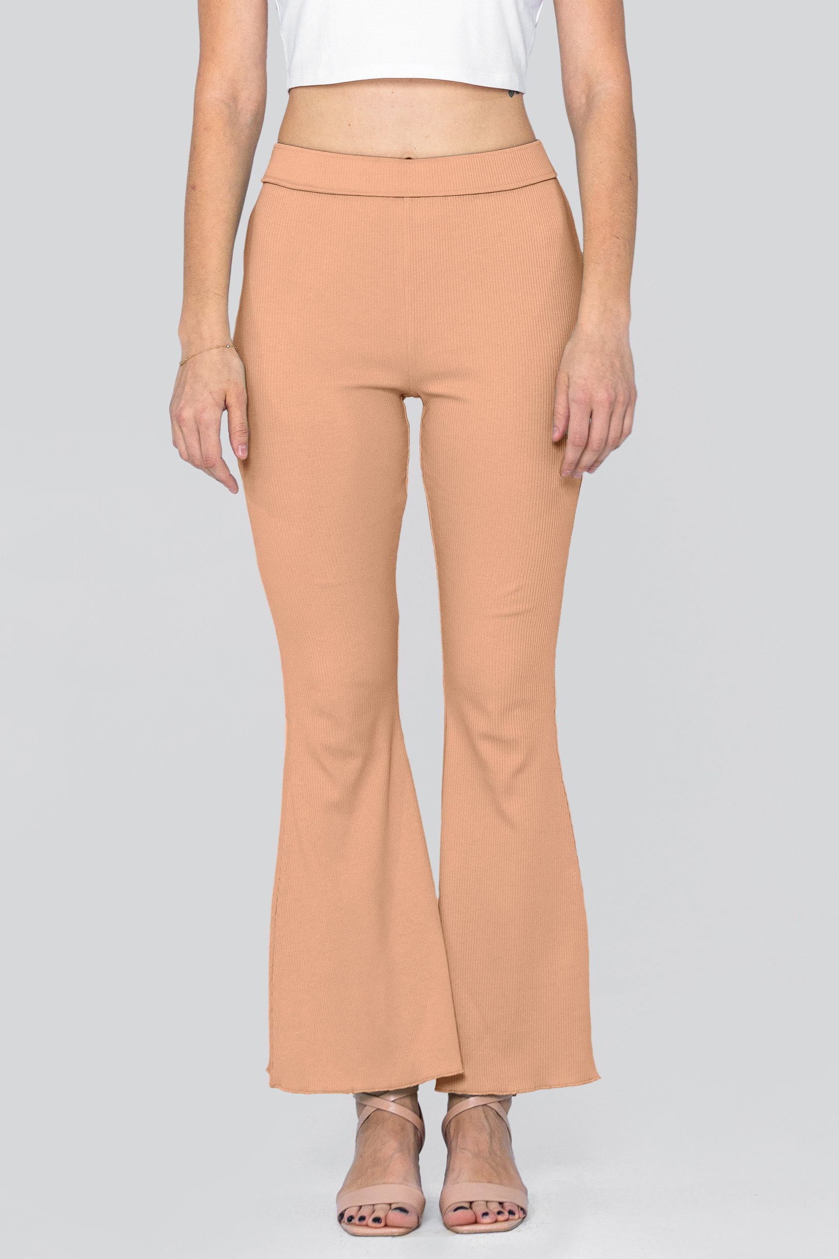 Jersey Ribbed Flared Leggings