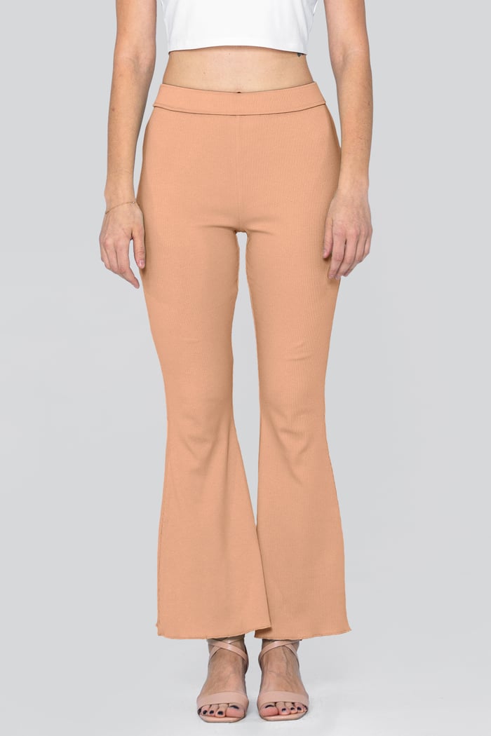 Jersey Ribbed Flared Leggings